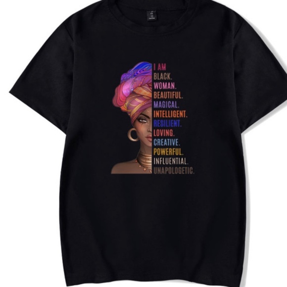 I Am Black Woman Beautiful Magic Intelligent Print T-shirt Gray - Picture 3 of 5